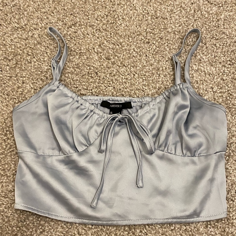 Blue silk crop top FOREVER 21